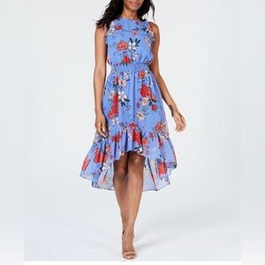 Floral Dress in Blue and Red 16